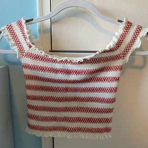 Cropped red and white Hippie Love Blouse